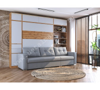 шкаф-кровать  с диваном "Каролина"  «Дуб Вотан» + «Серый»